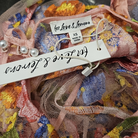 NWT For Love & Lemons Percy Mini Dress Multi Floral Embroidery XS - Picture 15 of 15